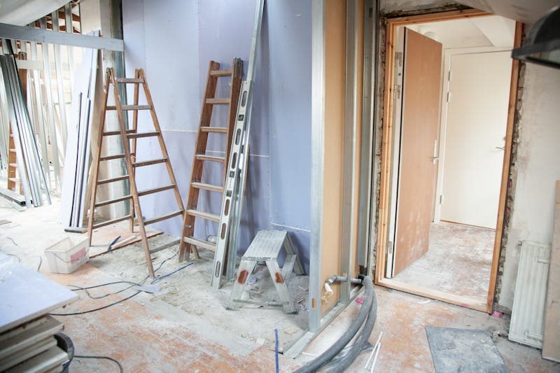 Interior rebuild in progress with new drywall during a South Florida reconstruction